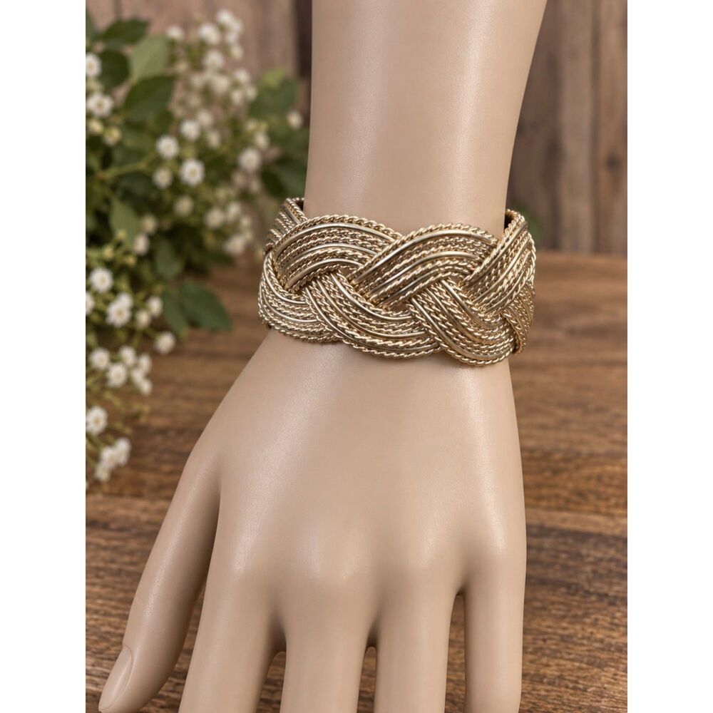 Vintage Stainless Steel Braided Cuff Bracelet – Like New